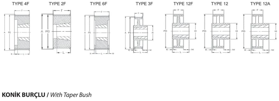 8M30 · Taper bore technical drawing
