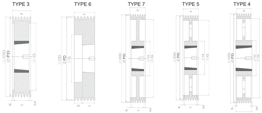SPA · 6 grooves technical drawing